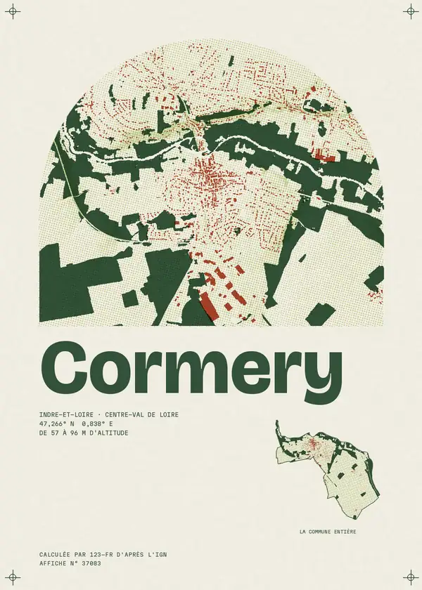 Affiche de Cormery, calculée par 123-fr d'après l'IGN