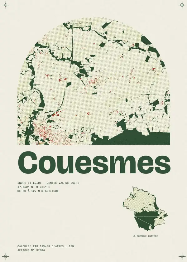 Affiche de Couesmes, calculée par 123-fr d'après l'IGN