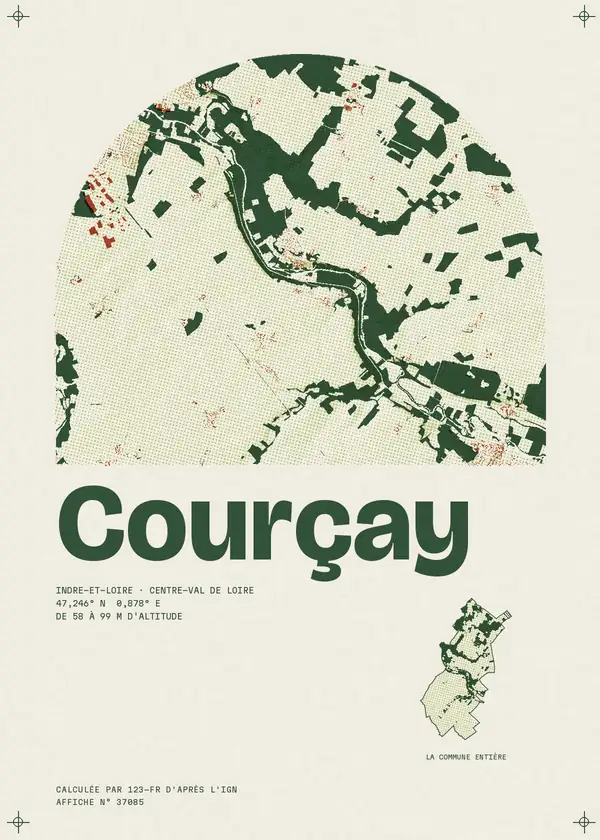 Affiche de Courçay, calculée par 123-fr d'après l'IGN