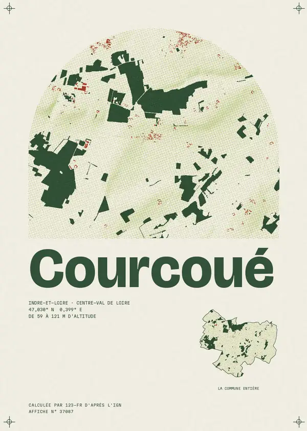 Affiche de Courcoué, calculée par 123-fr d'après l'IGN