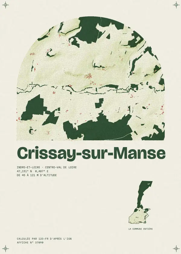 Affiche de Crissay-sur-Manse, calculée par 123-fr d'après l'IGN