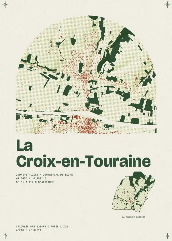 Affiche de La Croix-en-Touraine, calculée par 123-fr d'après l'IGN
