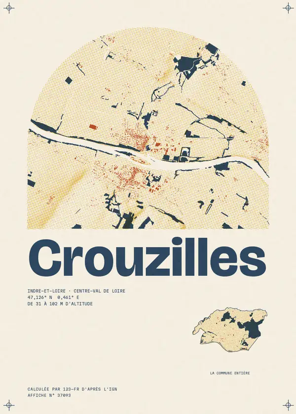 Affiche de Crouzilles, calculée par 123-fr d'après l'IGN