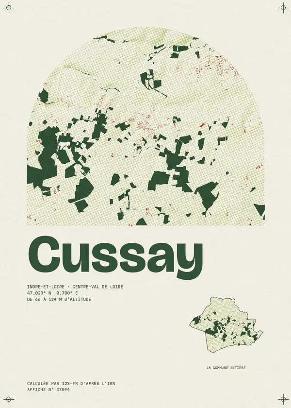 Affiche de Cussay, calculée par 123-fr d'après l'IGN