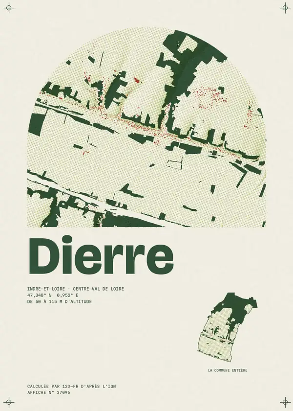 Affiche de Dierre, calculée par 123-fr d'après l'IGN