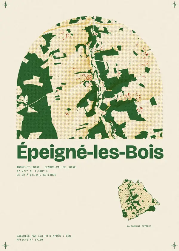 Affiche de Épeigné-les-Bois, calculée par 123-fr d'après l'IGN
