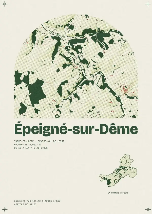 Affiche de Épeigné-sur-Dême, calculée par 123-fr d'après l'IGN