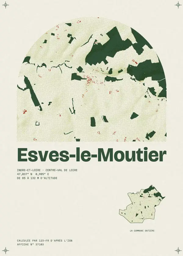 Affiche de Esves-le-Moutier, calculée par 123-fr d'après l'IGN