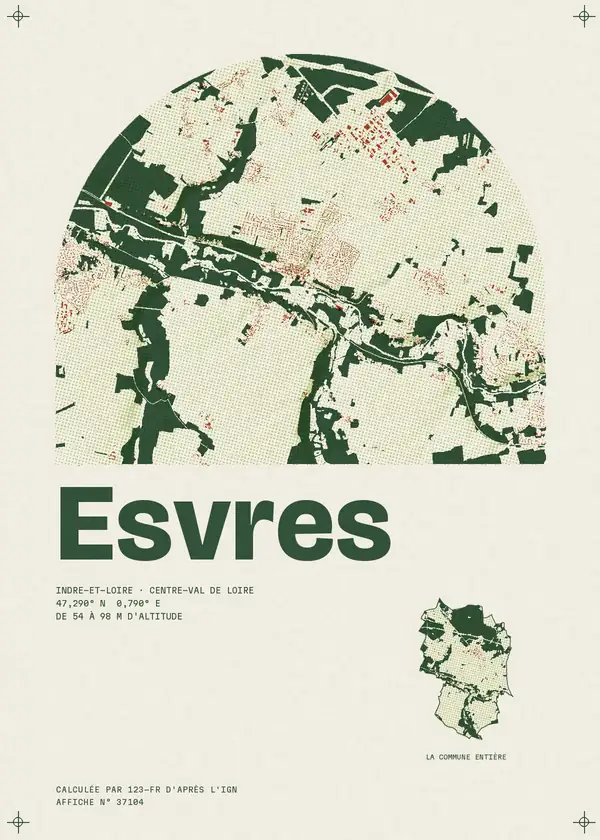 Affiche de Esvres, calculée par 123-fr d'après l'IGN