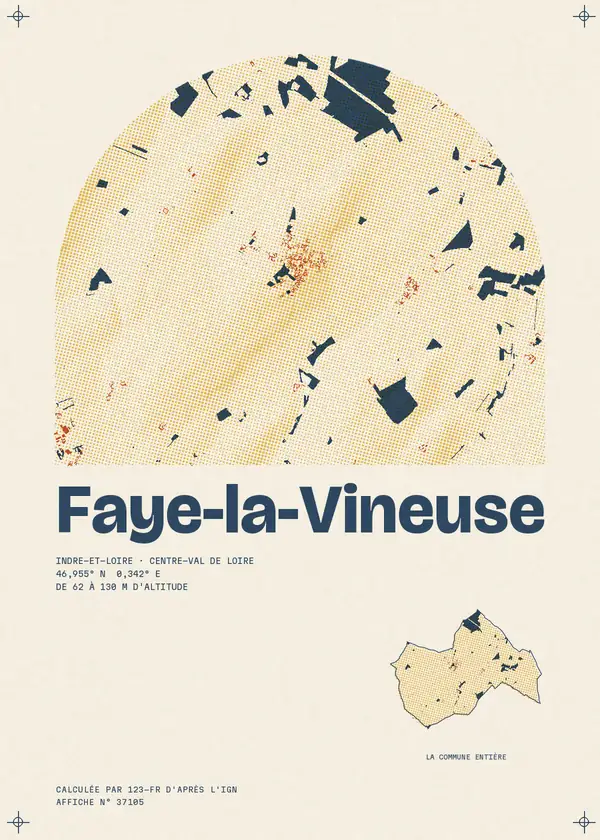 Affiche de Faye-la-Vineuse, calculée par 123-fr d'après l'IGN