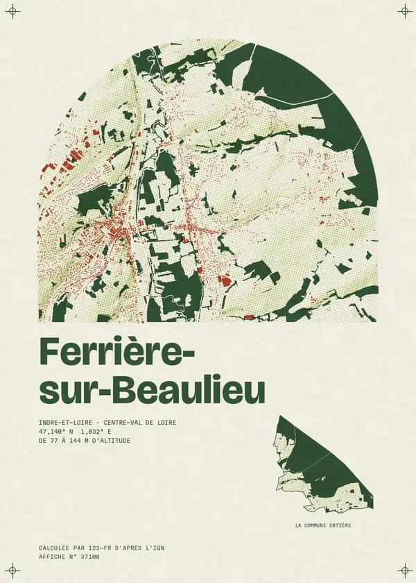 Affiche de Ferrière-sur-Beaulieu, calculée par 123-fr d'après l'IGN