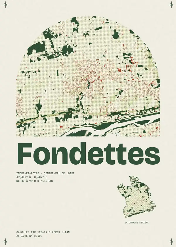 Affiche de Fondettes, calculée par 123-fr d'après l'IGN