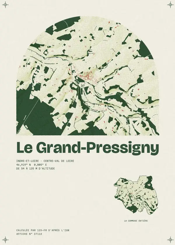 Affiche de Le Grand-Pressigny, calculée par 123-fr d'après l'IGN