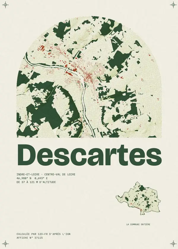 Affiche de Descartes, calculée par 123-fr d'après l'IGN