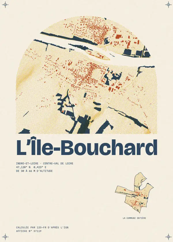 Affiche de L'Île-Bouchard, calculée par 123-fr d'après l'IGN