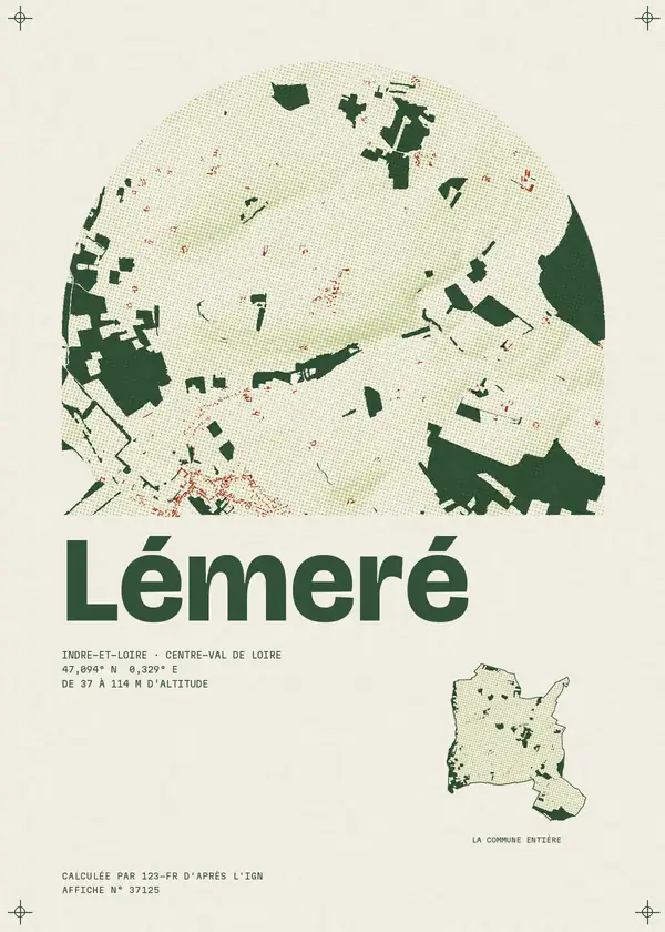 Affiche de Lémeré, calculée par 123-fr d'après l'IGN