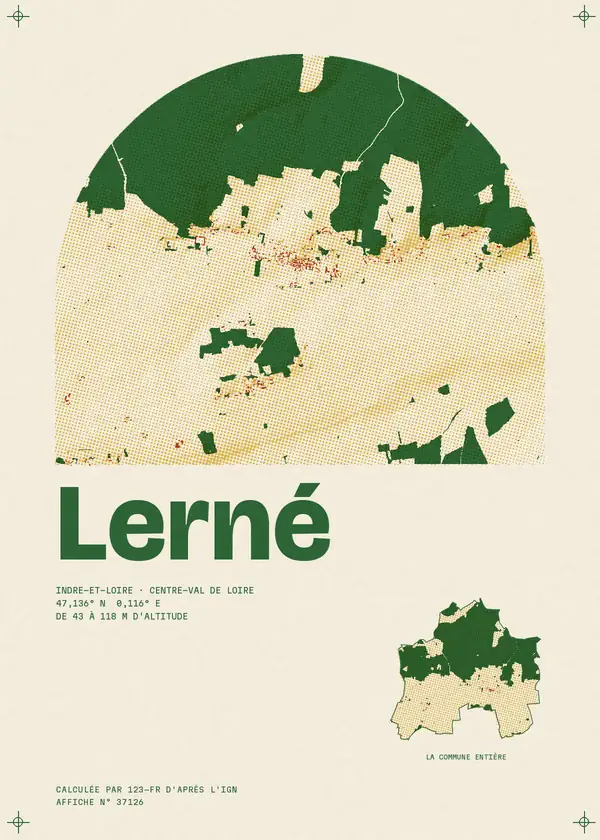Affiche de Lerné, calculée par 123-fr d'après l'IGN