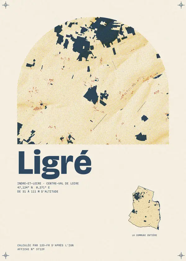 Affiche de Ligré, calculée par 123-fr d'après l'IGN