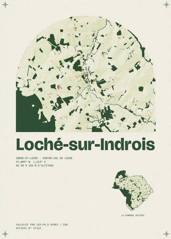 Affiche de Loché-sur-Indrois, calculée par 123-fr d'après l'IGN