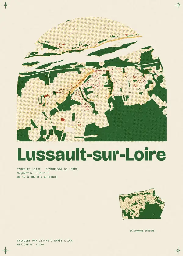 Affiche de Lussault-sur-Loire, calculée par 123-fr d'après l'IGN