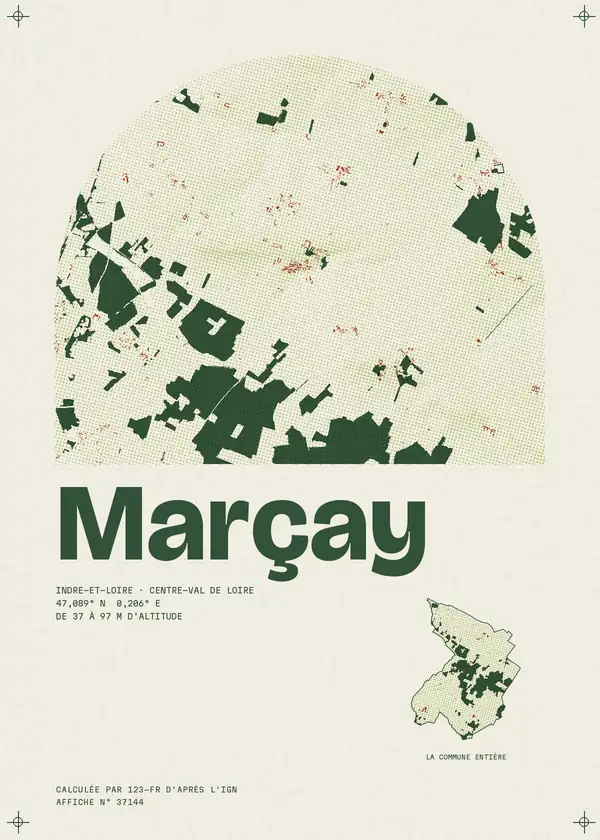 Affiche de Marçay, calculée par 123-fr d'après l'IGN