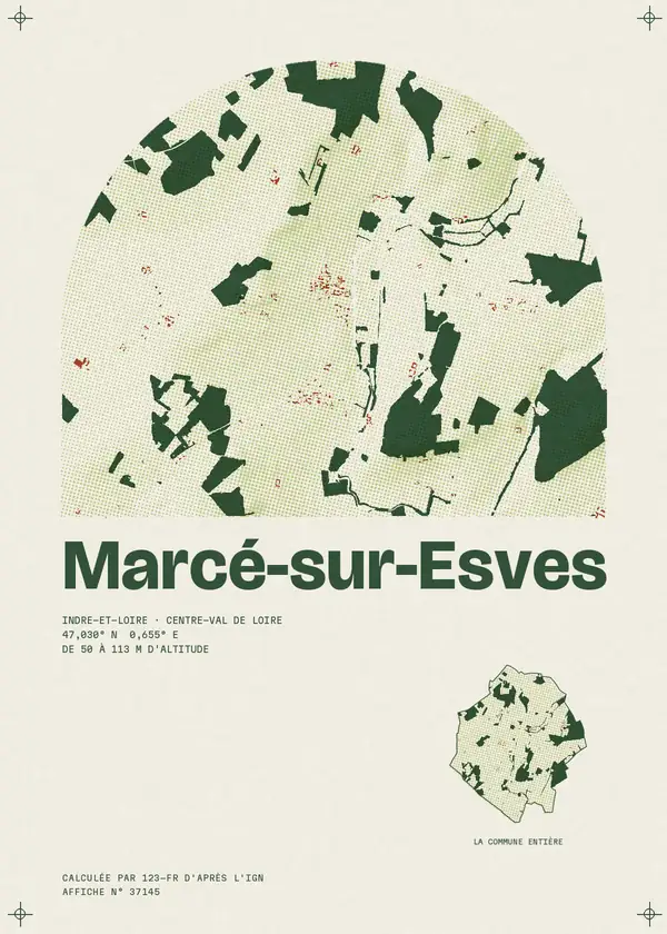 Affiche de Marcé-sur-Esves, calculée par 123-fr d'après l'IGN