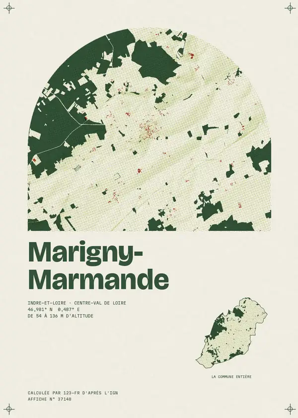 Affiche de Marigny-Marmande, calculée par 123-fr d'après l'IGN