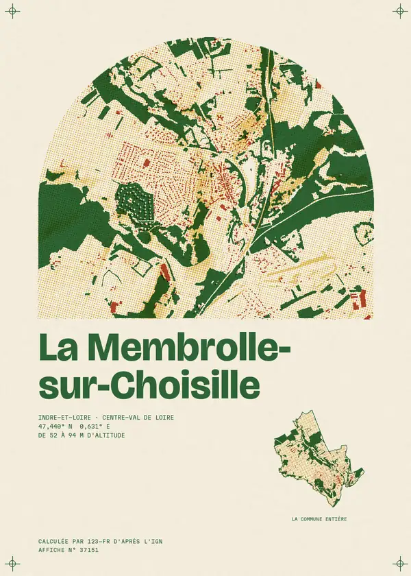 Affiche de La Membrolle-sur-Choisille, calculée par 123-fr d'après l'IGN