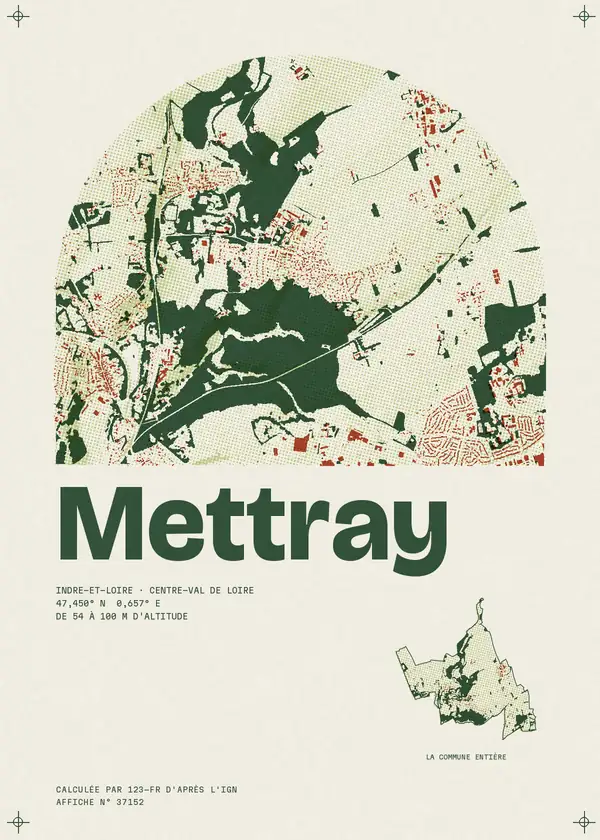 Affiche de Mettray, calculée par 123-fr d'après l'IGN