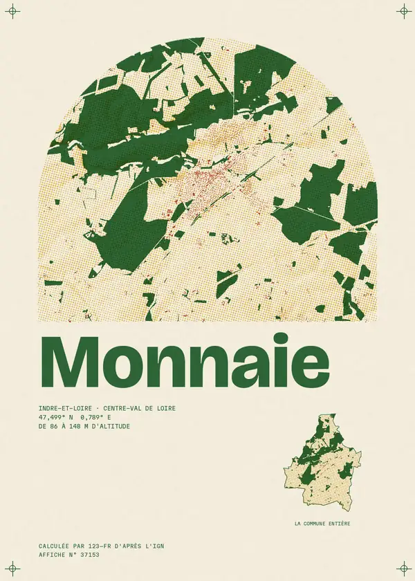 Affiche de Monnaie, calculée par 123-fr d'après l'IGN