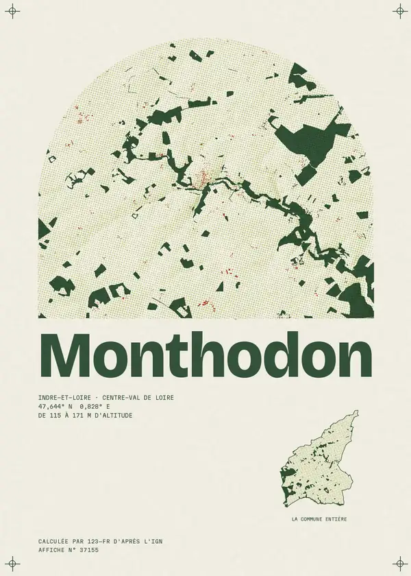 Affiche de Monthodon, calculée par 123-fr d'après l'IGN