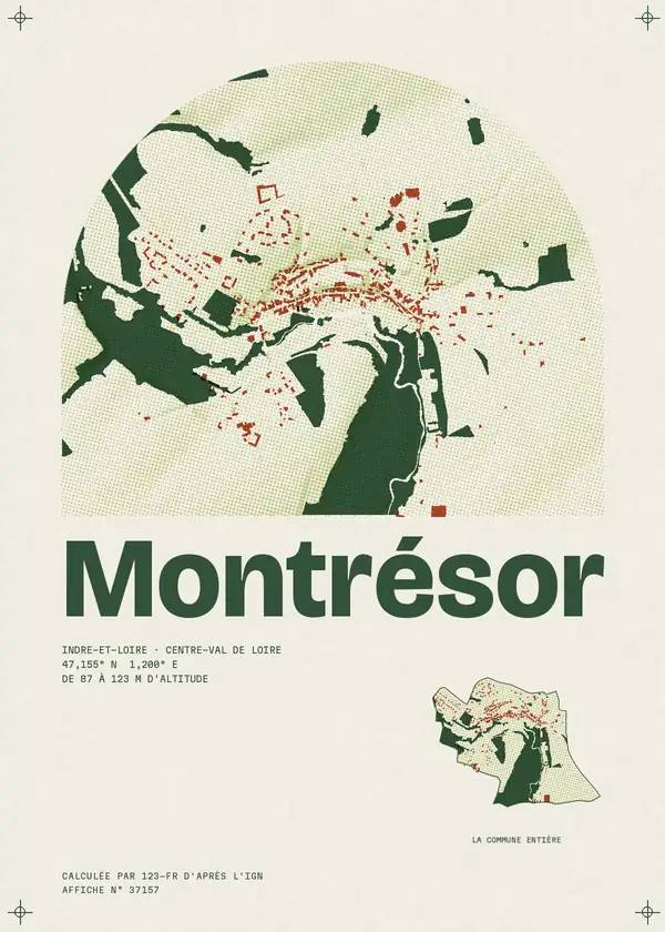 Affiche de Montrésor, calculée par 123-fr d'après l'IGN