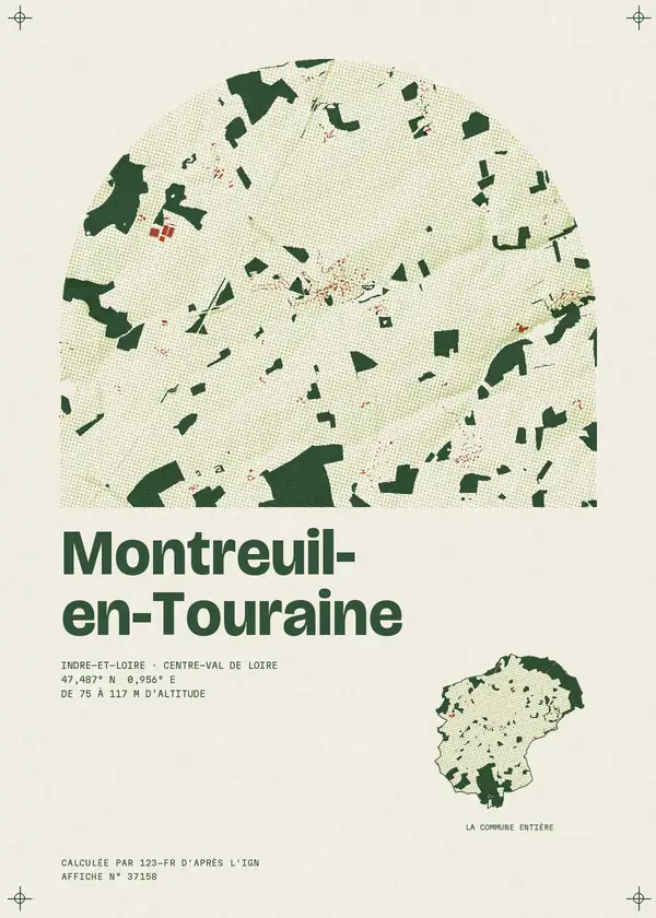 Affiche de Montreuil-en-Touraine, calculée par 123-fr d'après l'IGN