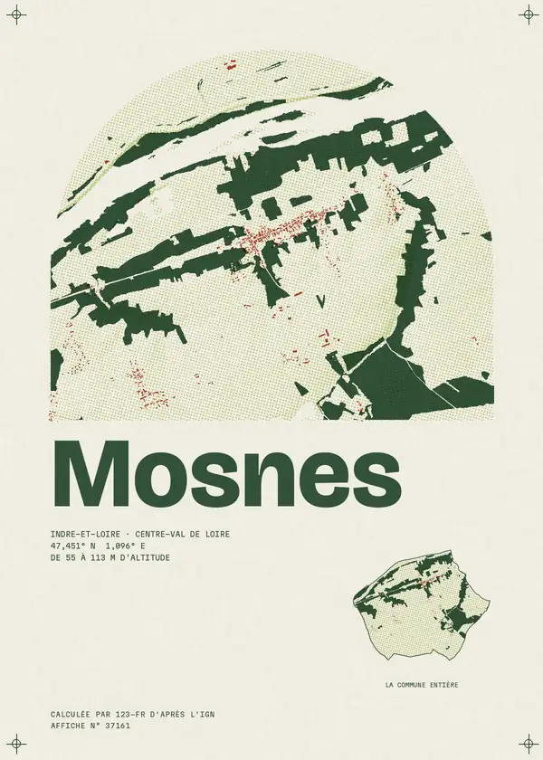 Affiche de Mosnes, calculée par 123-fr d'après l'IGN