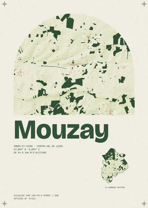 Affiche de Mouzay, calculée par 123-fr d'après l'IGN