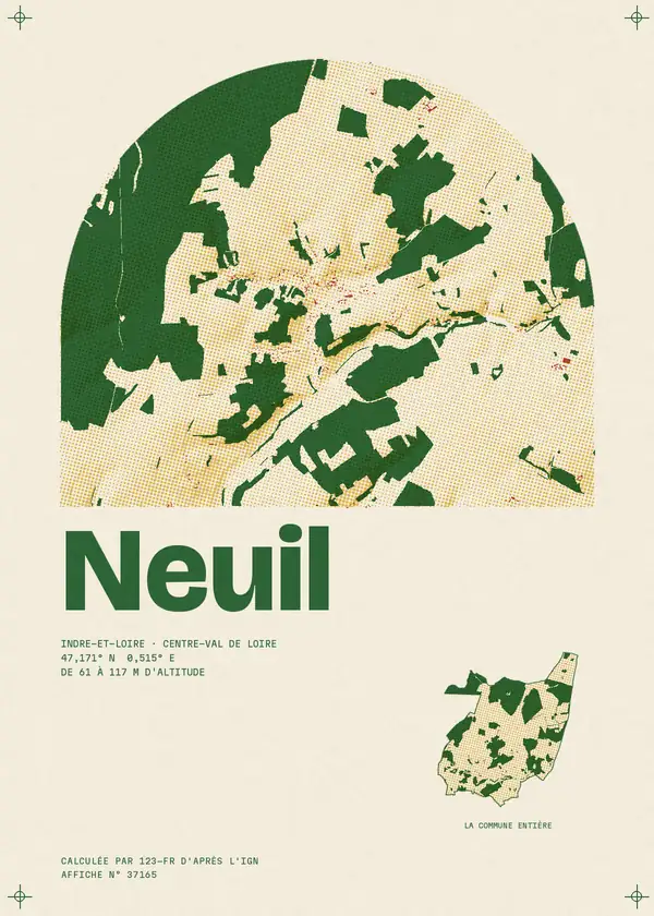 Affiche de Neuil, calculée par 123-fr d'après l'IGN