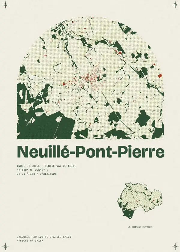 Affiche de Neuillé-Pont-Pierre, calculée par 123-fr d'après l'IGN