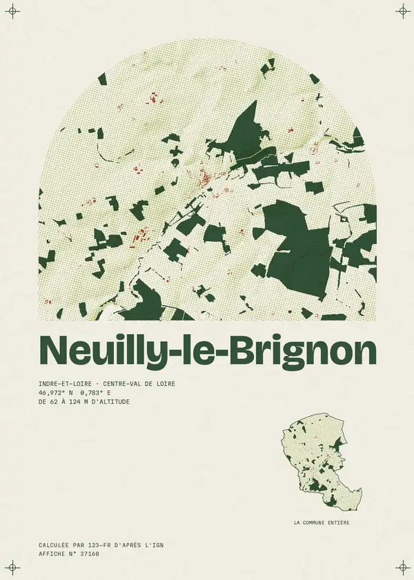 Affiche de Neuilly-le-Brignon, calculée par 123-fr d'après l'IGN