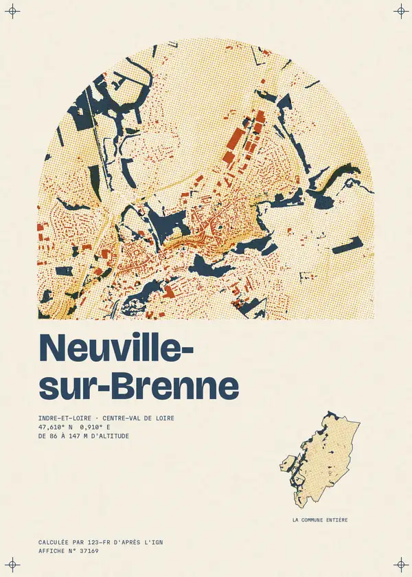 Affiche de Neuville-sur-Brenne, calculée par 123-fr d'après l'IGN