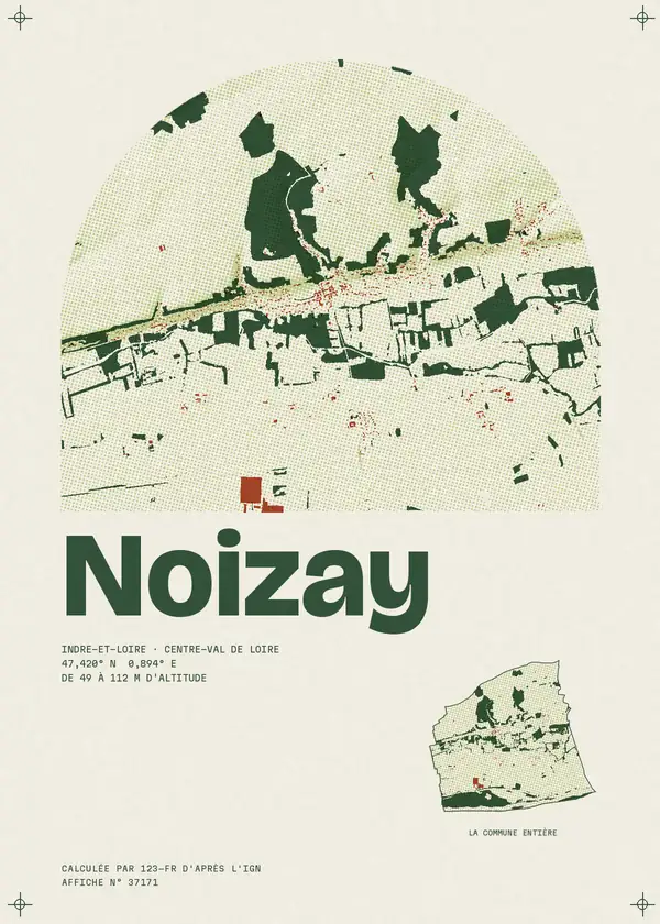 Affiche de Noizay, calculée par 123-fr d'après l'IGN