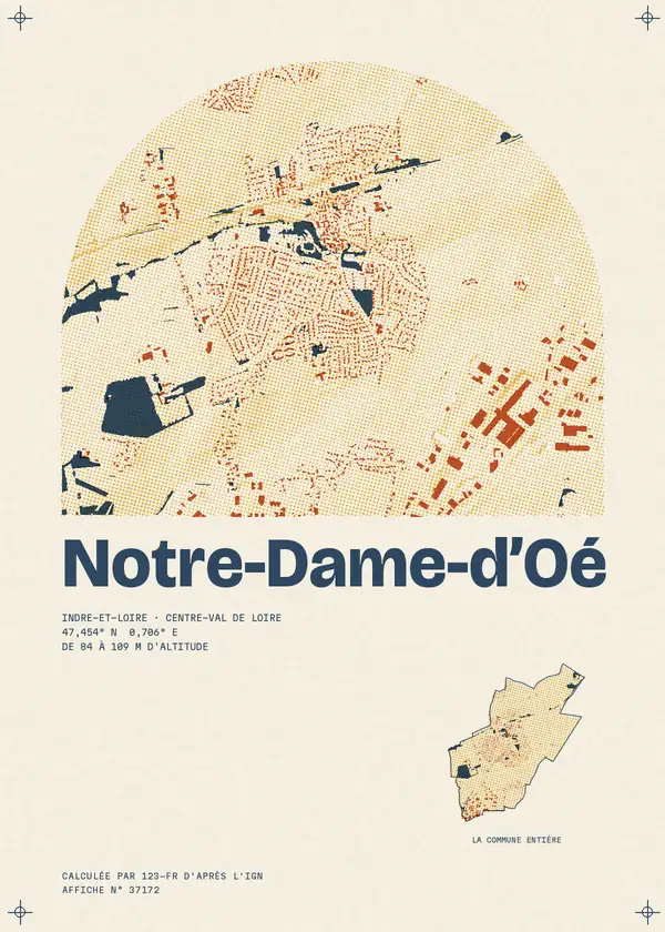 Affiche de Notre-Dame-d'Oé, calculée par 123-fr d'après l'IGN
