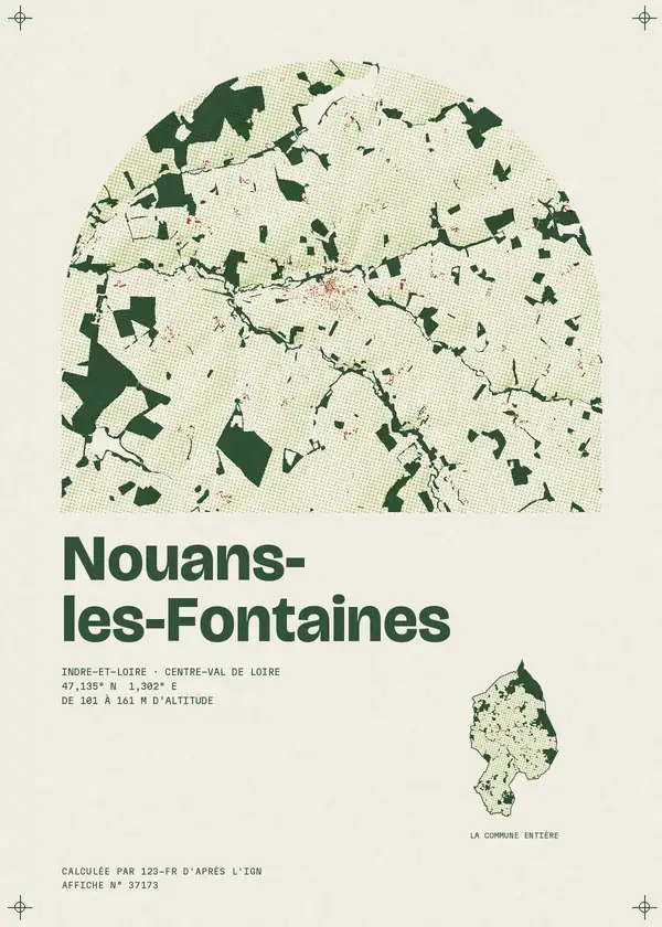Affiche de Nouans-les-Fontaines, calculée par 123-fr d'après l'IGN