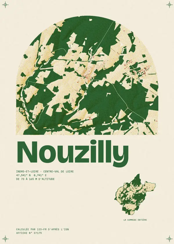 Affiche de Nouzilly, calculée par 123-fr d'après l'IGN