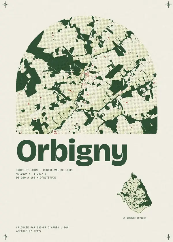Affiche de Orbigny, calculée par 123-fr d'après l'IGN