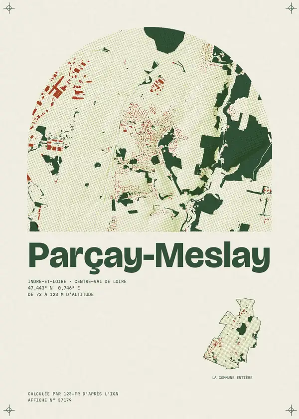 Affiche de Parçay-Meslay, calculée par 123-fr d'après l'IGN