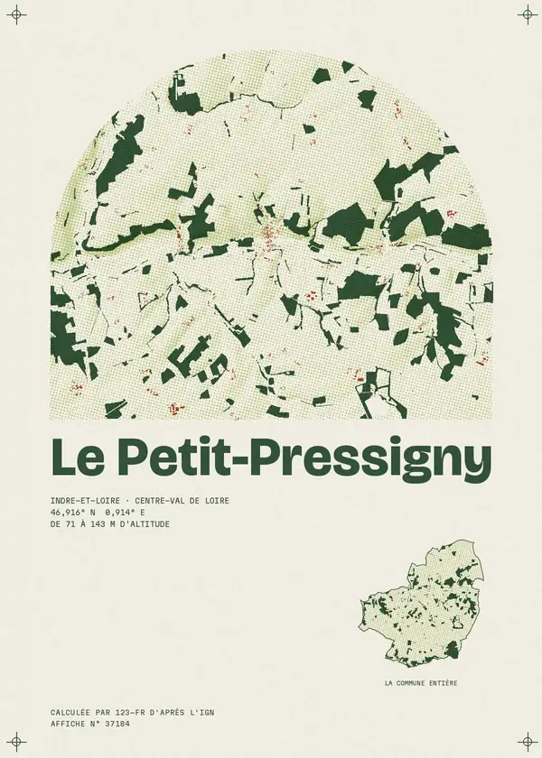 Affiche de Le Petit-Pressigny, calculée par 123-fr d'après l'IGN