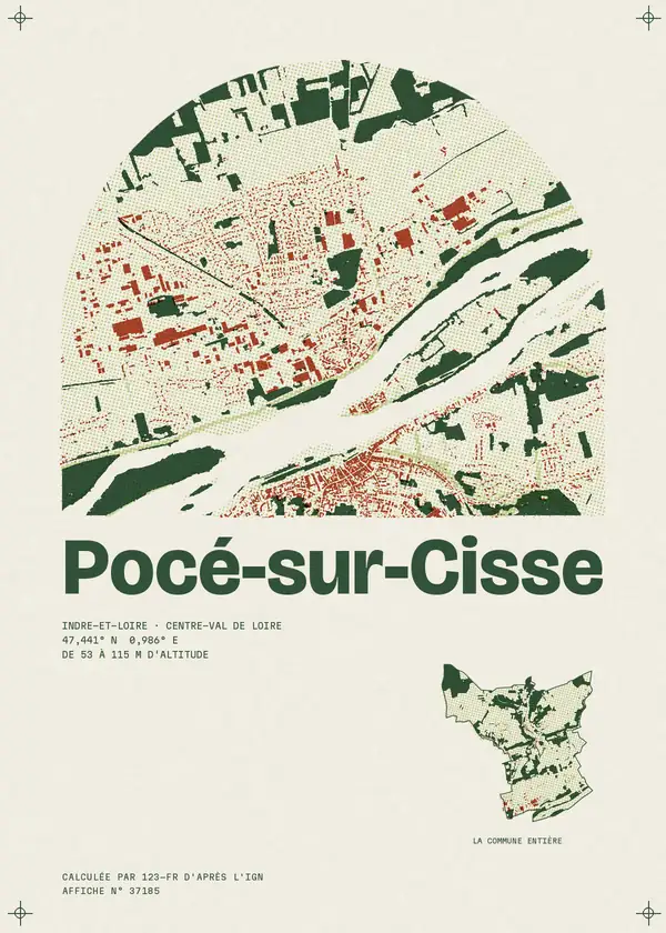 Affiche de Pocé-sur-Cisse, calculée par 123-fr d'après l'IGN