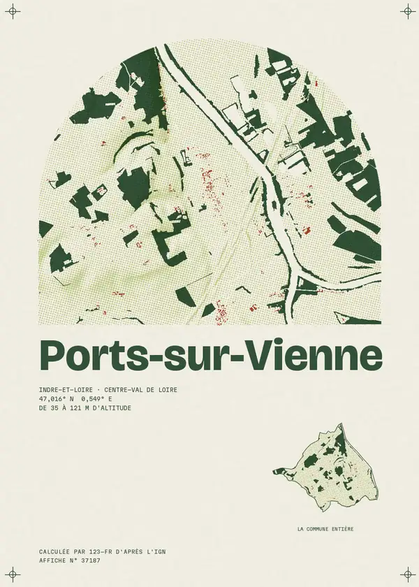 Affiche de Ports-sur-Vienne, calculée par 123-fr d'après l'IGN