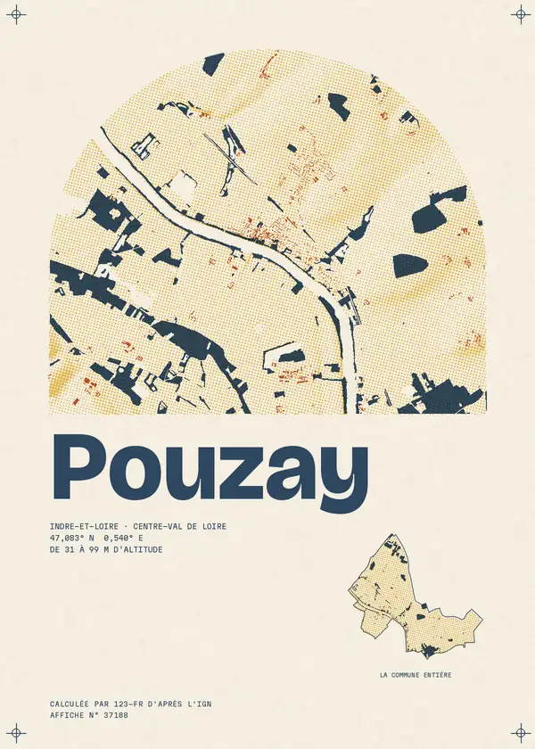 Affiche de Pouzay, calculée par 123-fr d'après l'IGN