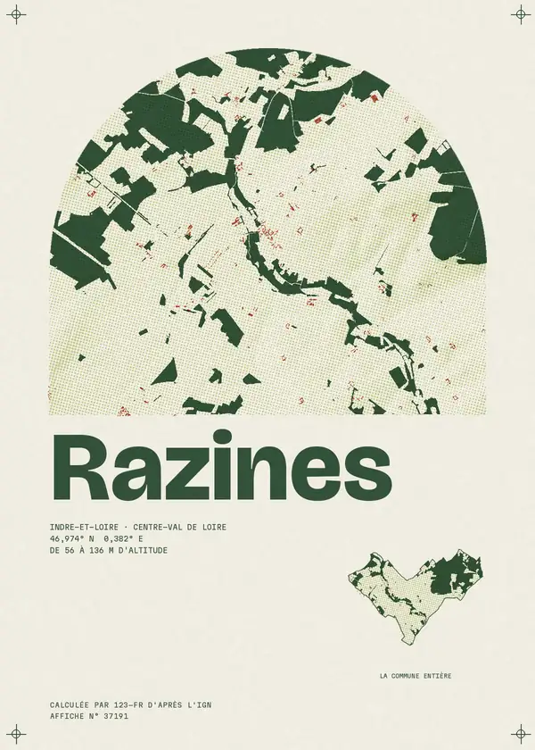 Affiche de Razines, calculée par 123-fr d'après l'IGN
